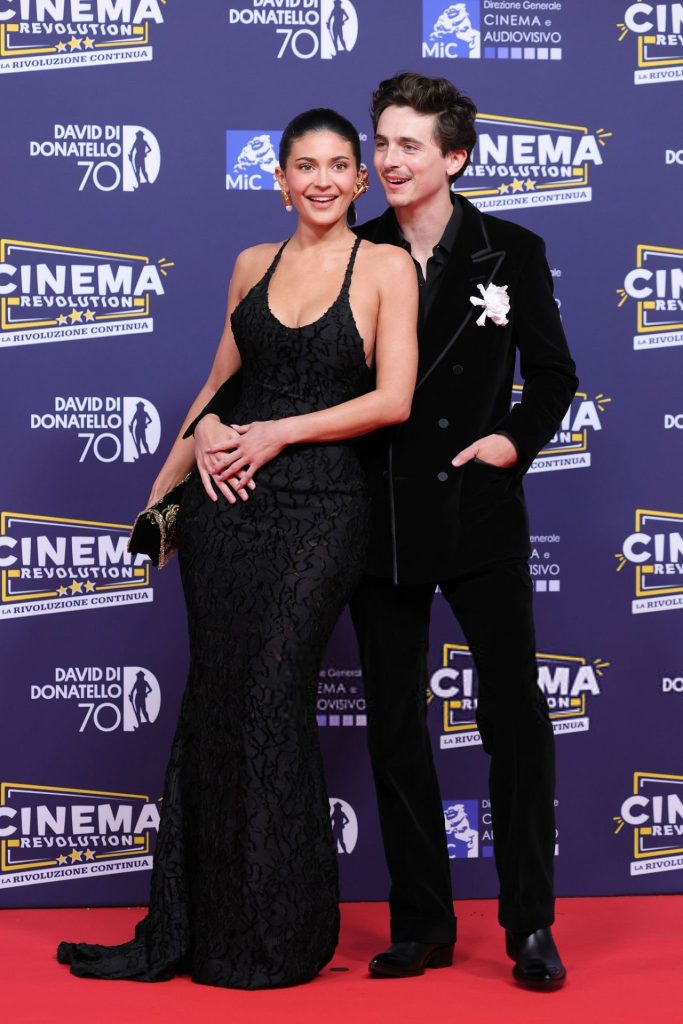 Kylie Jenner Glams in Sculpted Black Gown at Rome’s 70th David di Donatello Awards
