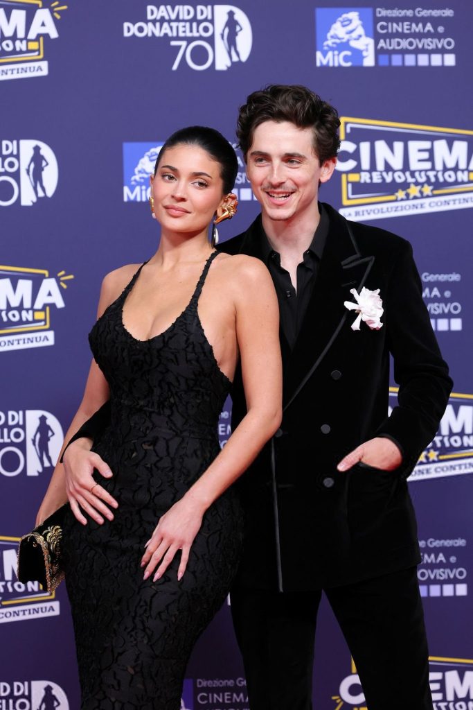 Kylie Jenner Glams in Sculpted Black Gown at Rome’s 70th David di Donatello Awards