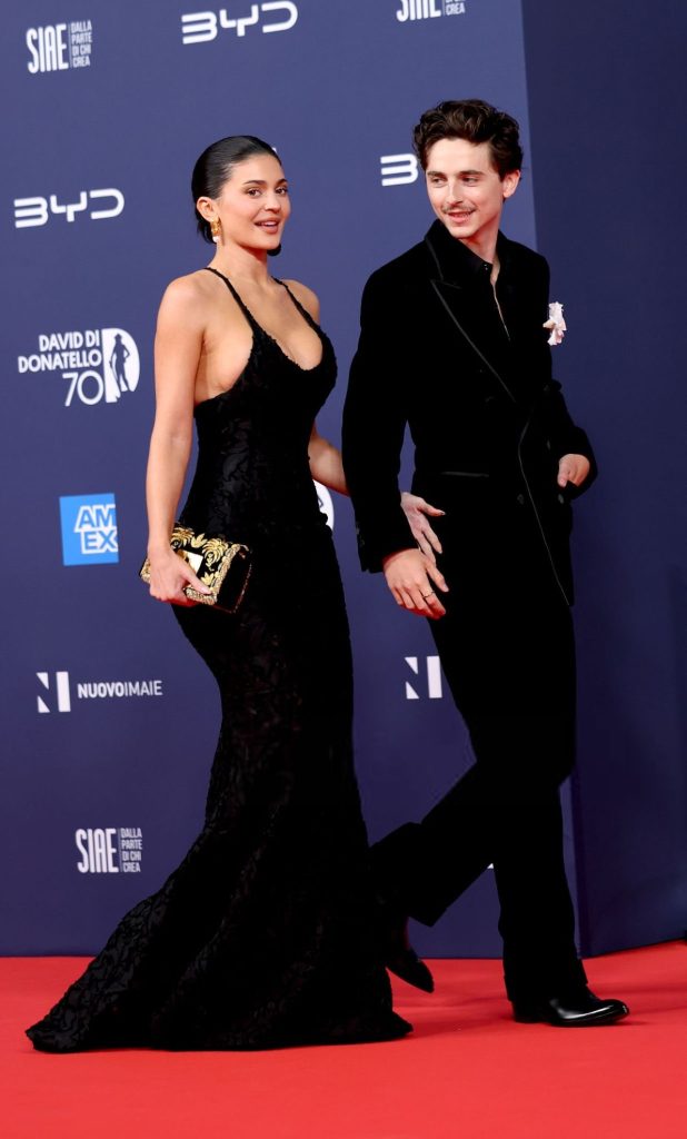 Kylie Jenner Glams in Sculpted Black Gown at Rome’s 70th David di Donatello Awards